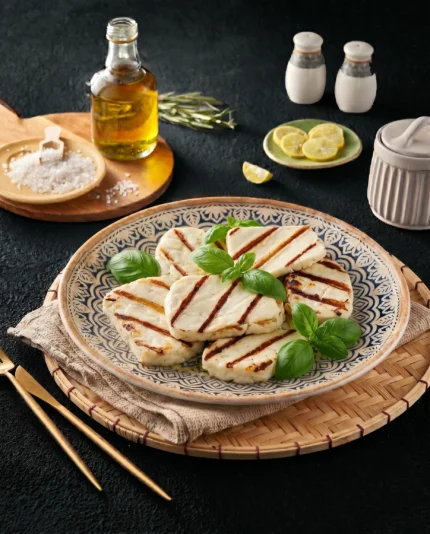 Halloumi with basil