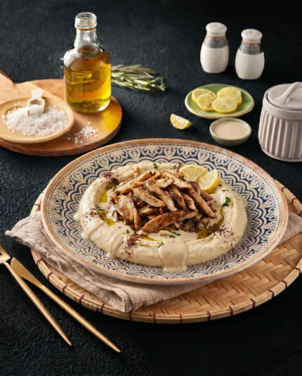 Hummus with chicken shawarma
